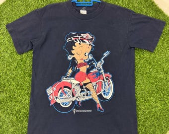 Vintage 90's Betty Boop Sexy Motorcycle Bike Harley Davidson