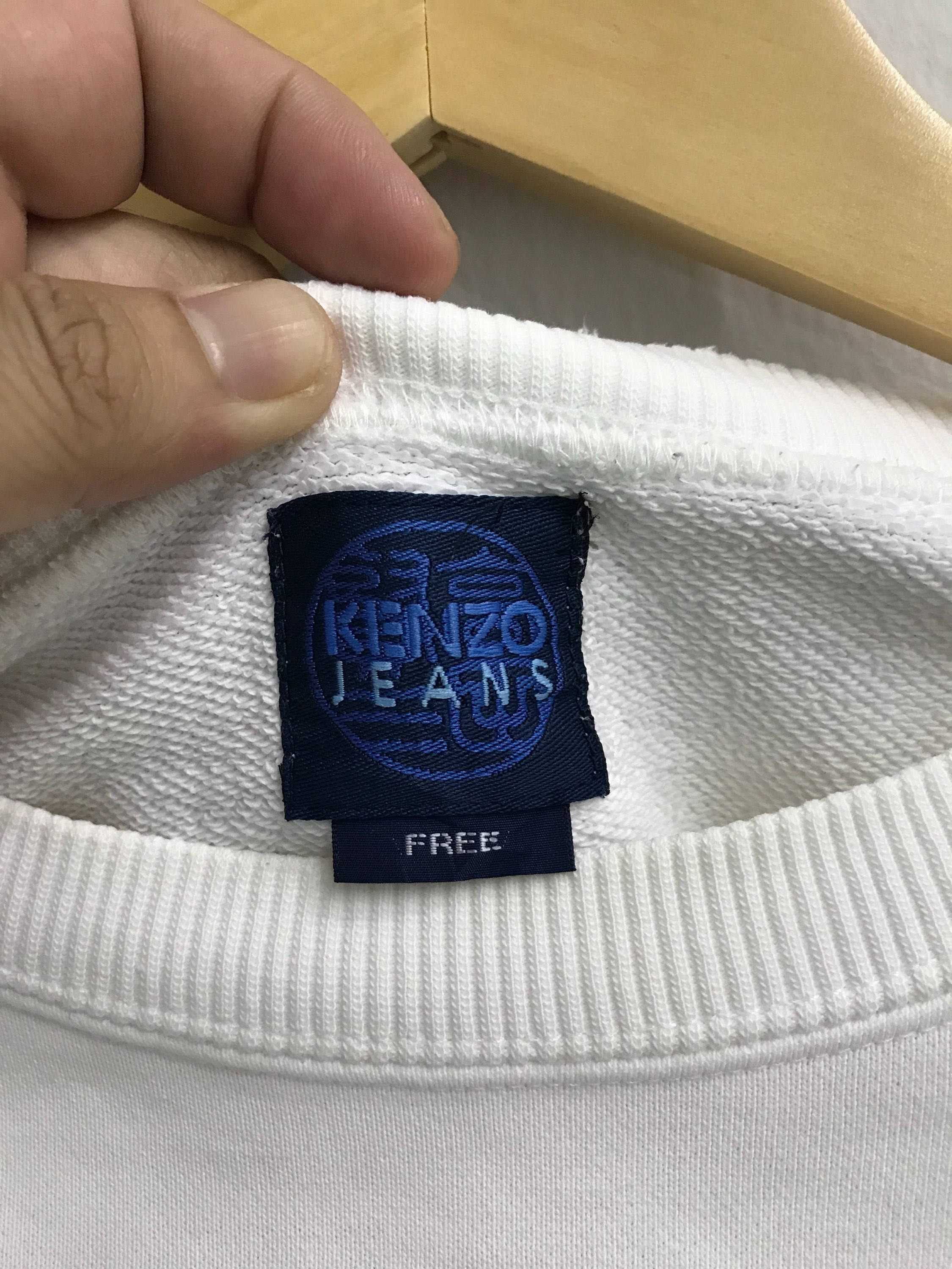 Vintage 90s Kenzo Jeans Sweatshirt..spellout Embroided