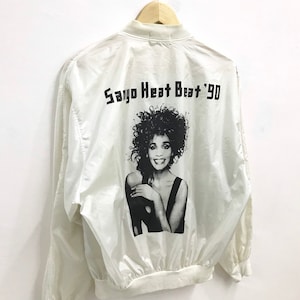 Zeldzame! Vintage 1990 Whitney Houston Sanyo Heat Beat Bomber Souvenir Jacket Gospel Pop Soul Hip Hop R&B Tour I'm Your Baby Tonight.