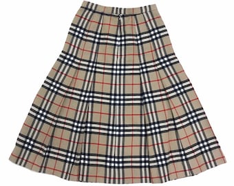 スカート Burberry Check Pattern Pleated Skirt VINTAGE BURBERRY PLEATED SKIRT HOUSE CHECK WOOL NOVA CHECK
