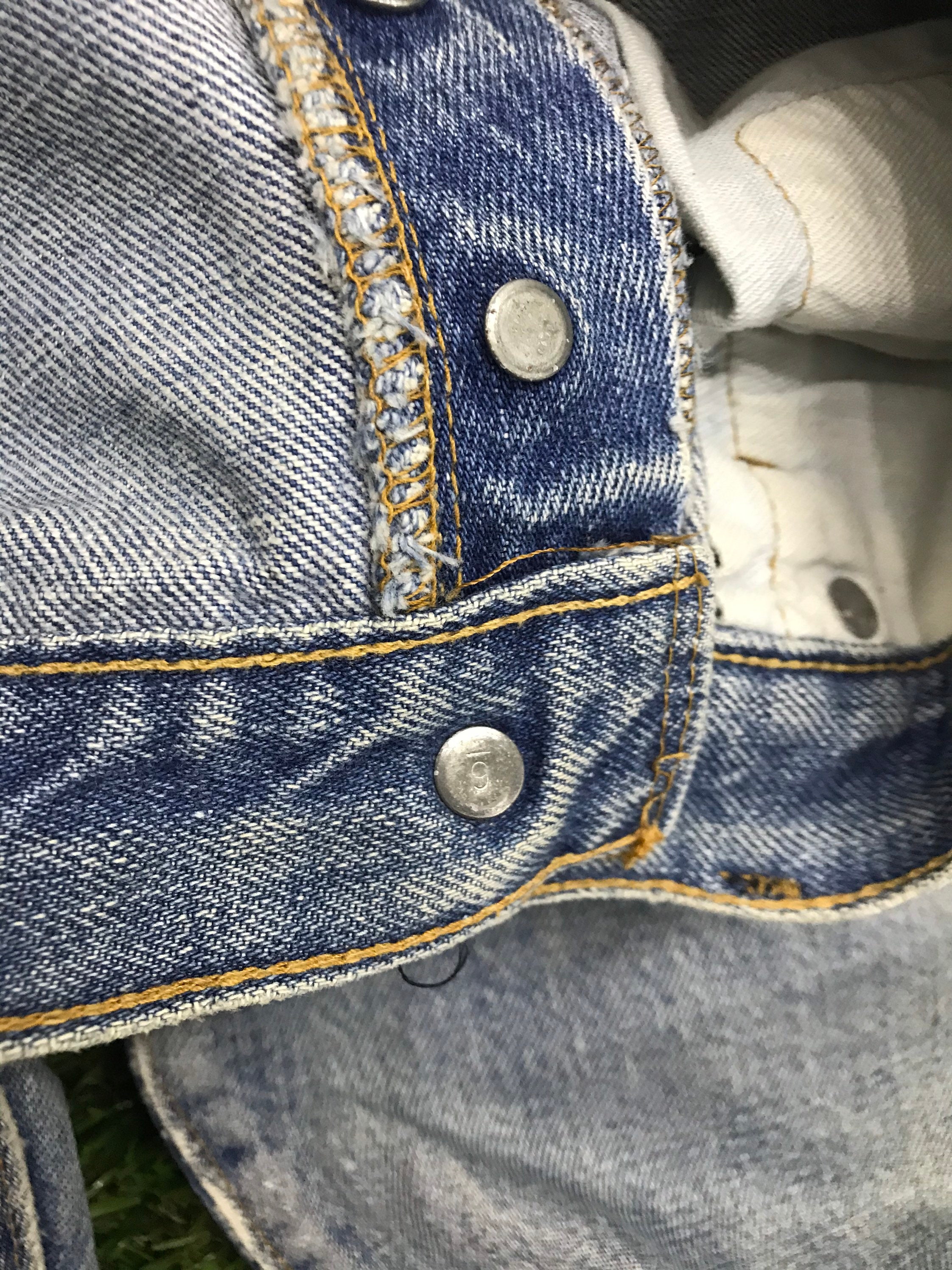 Vintage 70s Levis 501 Small E Selvedge Painted Distressed Jeans