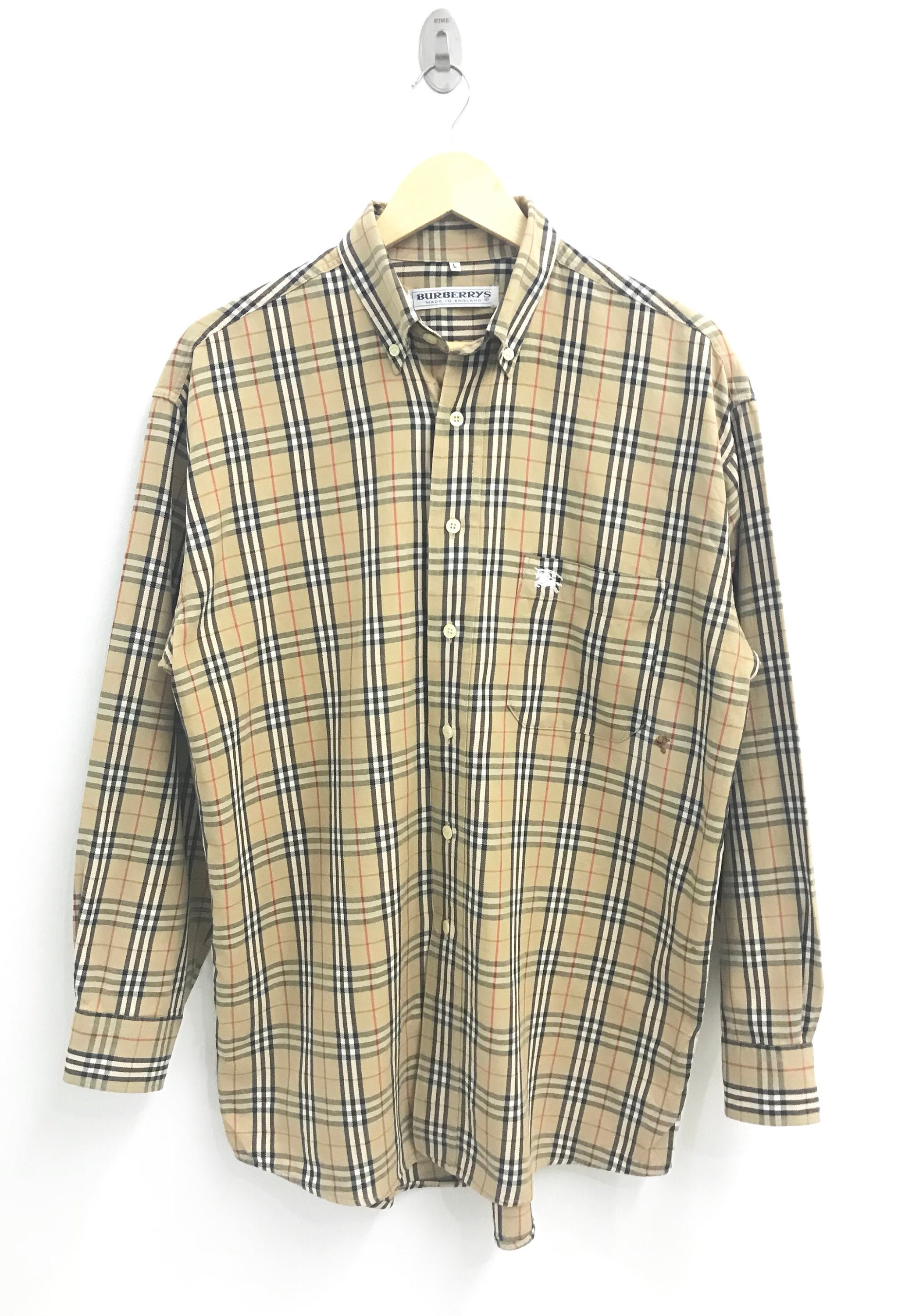 Vintage BURBERRYS Nova Check Shirt Medium Designer Burberrys London Vintage  Burberrys Brown Plaid Checkered Buttondown Flannel Shirt Size M