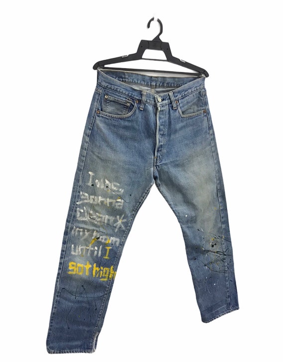 Vintage 70s Levis 501 Small E Selvedge Painted Distressed Vintage 70s Levis 501 Small E Selvedge Painted Distressed
