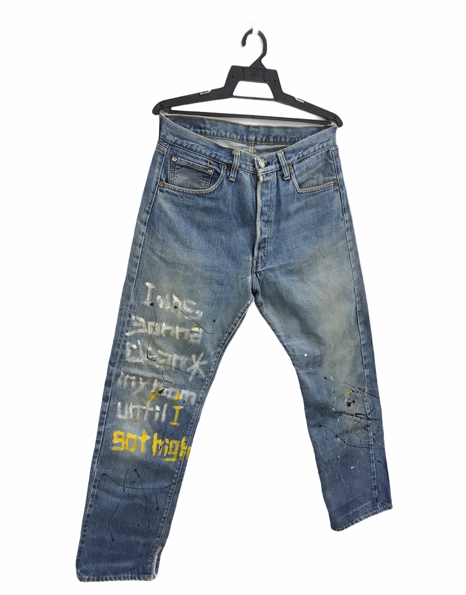 Vintage 70s Levis 501 Small E Selvedge Painted Distressed Vintage 70s Levis 501 Small E Selvedge Painted Distressed