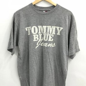 Vintage Tommy Hilfiger tshirt..Spellout Big Logo..Tommy Blue Jeans..Size L..Made in USA