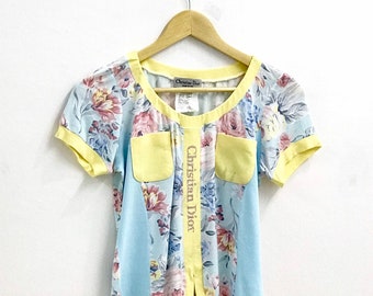 Blusa floral vintage de Christian Dior: Glitter Spellout, hecha en Italia