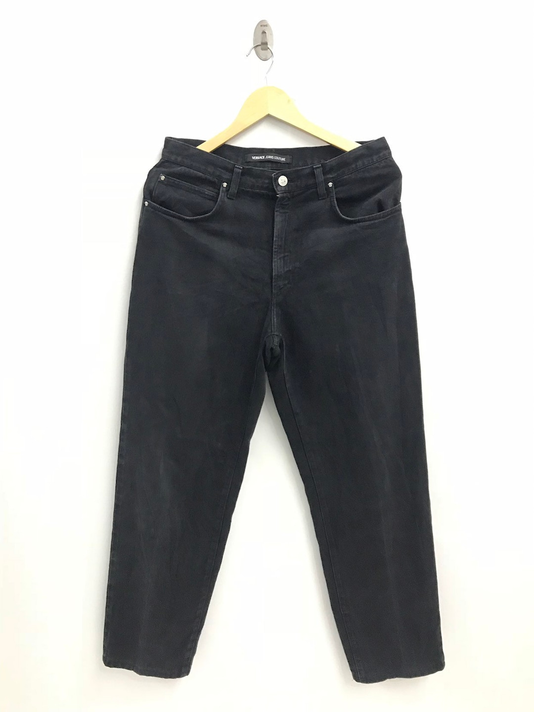 Vintage Versace Jeans Couture Black Jeans Medusa Head Buttons