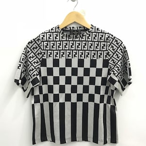 Vintage Fendi Monogram Black White tshirt..Made in Italy