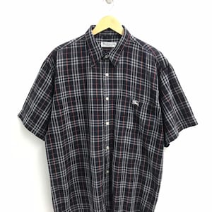 Vintage Burberrys Tartan Nova Check Button Ups Kurzarm-Shirt... Größe l. Hergestellt in England