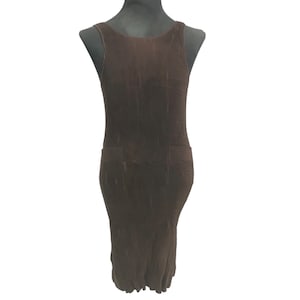 Vintage 90s Issey Miyake IM Product Brown Pleats Apron Dress Single Button