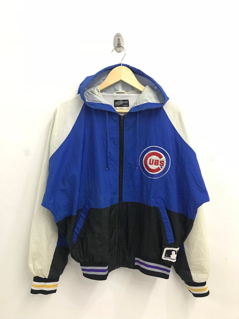 Sweat-shirt à Capuche Vintage Starter Chicago Cubs - Taille L, Gris, Fabriqué En Corée - Occasion Très Bon état