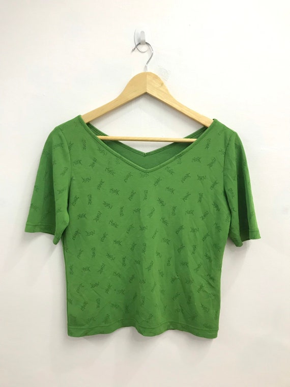 Saint Laurent, Vintage 90s Yves Saint Laurent Monogram Dress Blouse..Luxury Designer Brand..Size M..Made in Japan