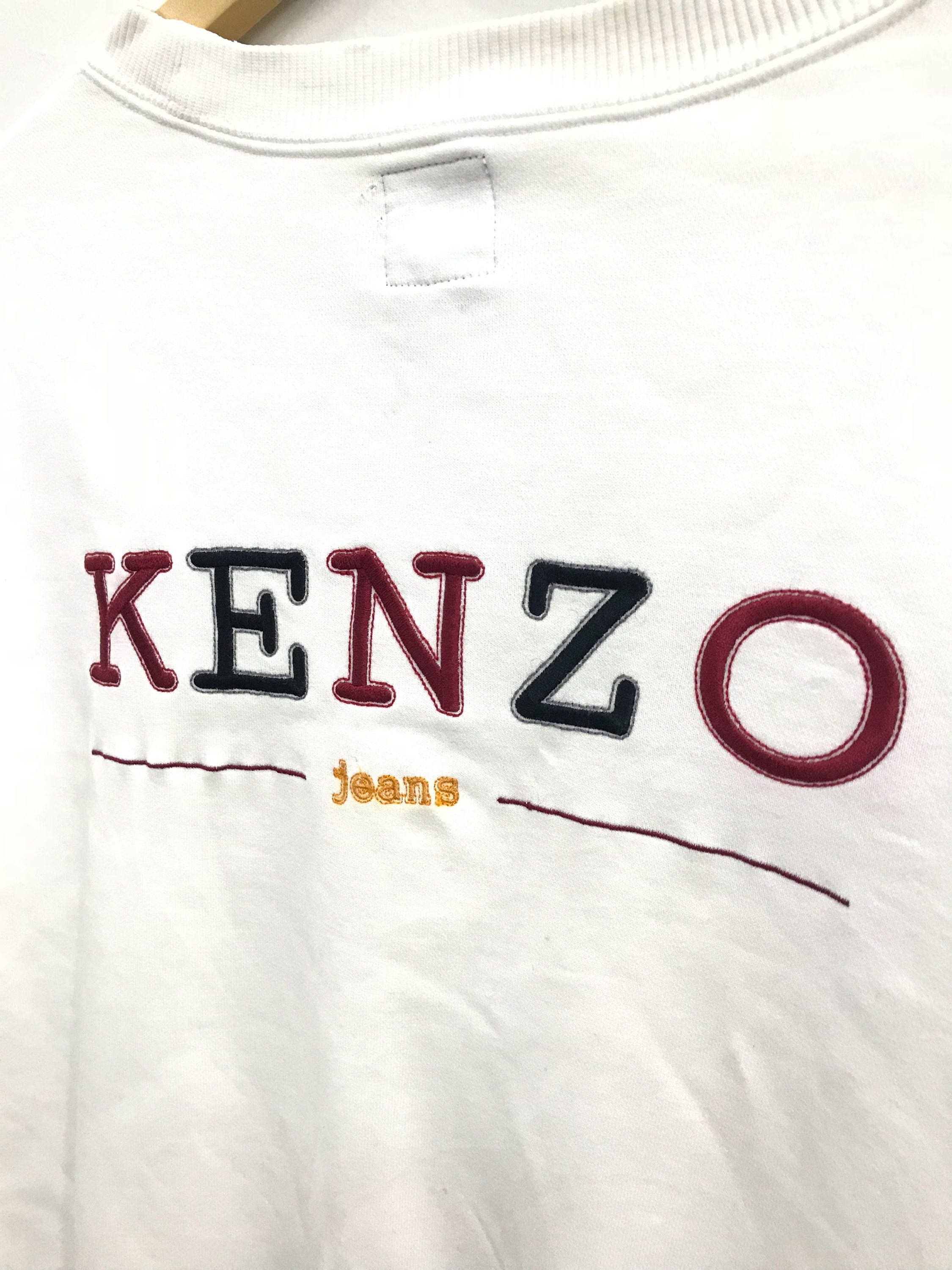 Vintage 90s Kenzo Jeans Sweatshirt..spellout Embroided