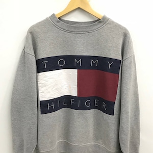 Vintage 90s Tommy Hilfiger Sweatshirt..Spellout Big Logo..Sailing Gear..Size XL