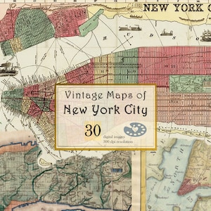Vintage historische Karten von New York Print, hochwertige digitale Download Vintage New York Karte, New York Poster, alte Karte Malerei Druck