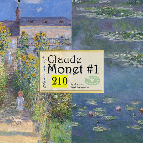 Claude Monet Digital Downloads Boho Claude Monet Poster Vintage Landscape Painting Print, Nature Wall Art Set Waterlily Art Artist Print Set