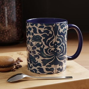 Elegant Floral Accent Coffee Mug - Perfect Gift for Tea Lovers, Home Decor, Kitchenware, Unique Handcrafted Mug, Artisanal Drinkware