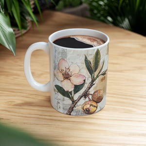 Botanical Floral Ceramic Mug: Elegant Tea & Coffee Cup
