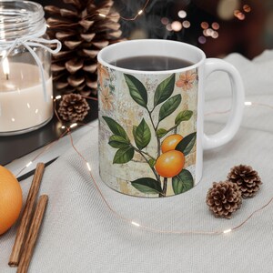 Botanical Vintage Floral Mug, Floral Coffee Cup, Nature Lover Gift, Rustic Home Decor, Eco-Friendly Drinkware