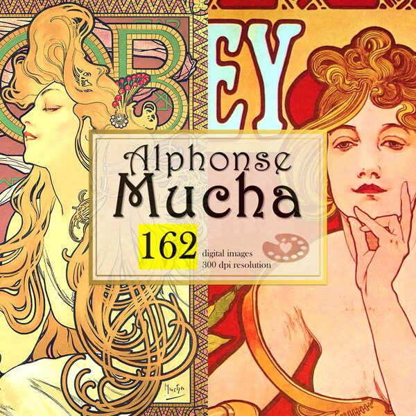 Alfonse Mucha Print Alfonse Mucha Digital Download Poster Painting Print Modern Fine Wall Art Set Alphonse Mucha Artist Print Set