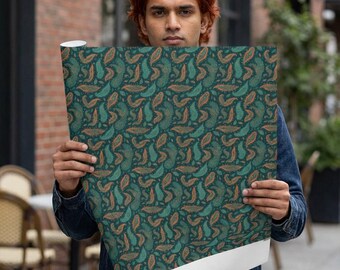 Teal Orange Paisley Wrapping Paper | Gift Wrap Roll