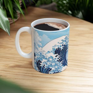 Great Wave Ocean Wave Ceramic Mug Stunning Art Coffee Cup for Beach Lovers Nature Enthusiasts Gifts for Him and Her, Home Decor, Kitchenware