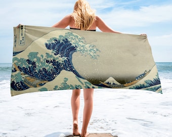 Beach Towel Great Wave off Kanagawa Towel Unique Gift For Him Gift For Here Ocean Lover Gifts Surfing Accessories Beach Accessories