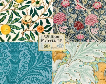 William Morris Print Digital Download #1 William Morris Fabric Painting Botanical Print Fine Wall Art William Morris Wall Art Artist Set