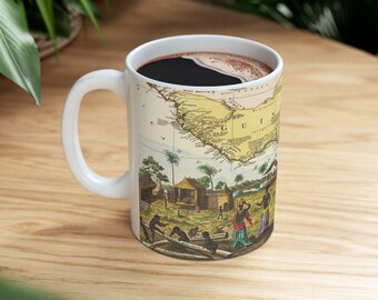 Vintage kaart van West-Afrika keramische koffie-theemok, 11oz geweldig cadeau voor geschiedenisliefhebbers, reisliefhebbers, cadeau African Heritage Celebrations