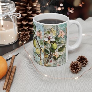Botanical Floral Ceramic Mug: Watercolor Design, Tea Coffee Cup