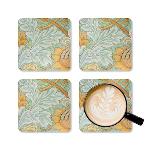Coaster Set, William Morris Inspired Design, Drink Coasters, Home Decor, Table Accessories, Housewarming Gift