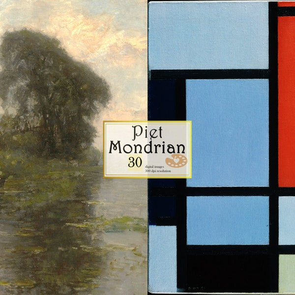 Piet Mondrian Print, Digital Download Piet Mondrian Poster, Modern Painting Print, Wall Art Set, Artist Print Set