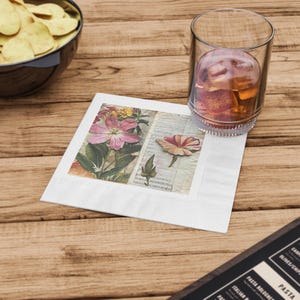 Floral Decorative Napkins for Entertaining, Vintage Style Paper Napkins for Parties, Celebrations, Weddings, Home Decor