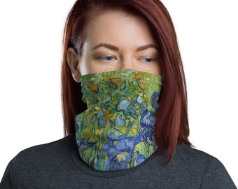 Unique Neck Gaiter For Women, Mask Alternative, Fabric Neck Gaiter, Irises, Vincent Van Gogh Gift, Breathable Face Mask Soft Masks For Woman