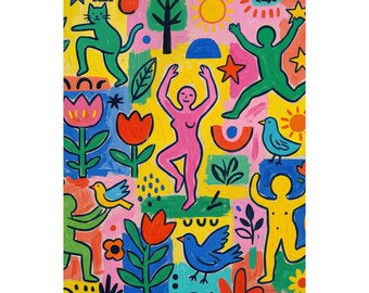 Matisse Style Abstract Line Art Matte Vertical Poster | Modern Wall Art