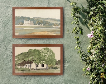 Châteaucore French Country Prints, Vintage Castle Rustic Romance Duo (Digital Download)