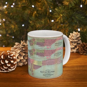 Taza de cerámica vintage con mapa de Nueva York, taza de café de la ciudad de Nueva York, regalo para viajeros, souvenir, decoración de escritorio, regalo para él, regalo para ella