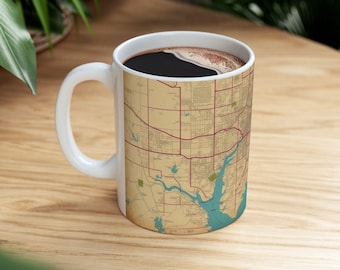 London City Map Ceramic Mug | Vintage Illustration, Dishwasher Safe