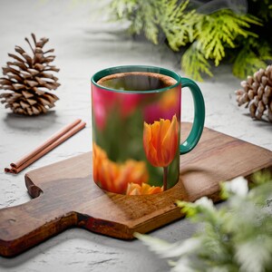 Floral Coffee Mug: Colorful Tulip Design, Botanical Gift