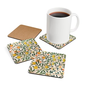 William Morris Coaster Set: Fruits Design, Elegant Home Decor