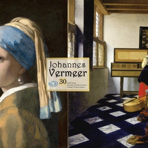 Vermeer Imprimir Descarga digital Johannes Vermeer Cartel Paisaje Pintura Impresión Vermeer Mujeres Retrato Naturaleza Pared Arte Conjunto, Artista Impresión Conjunto