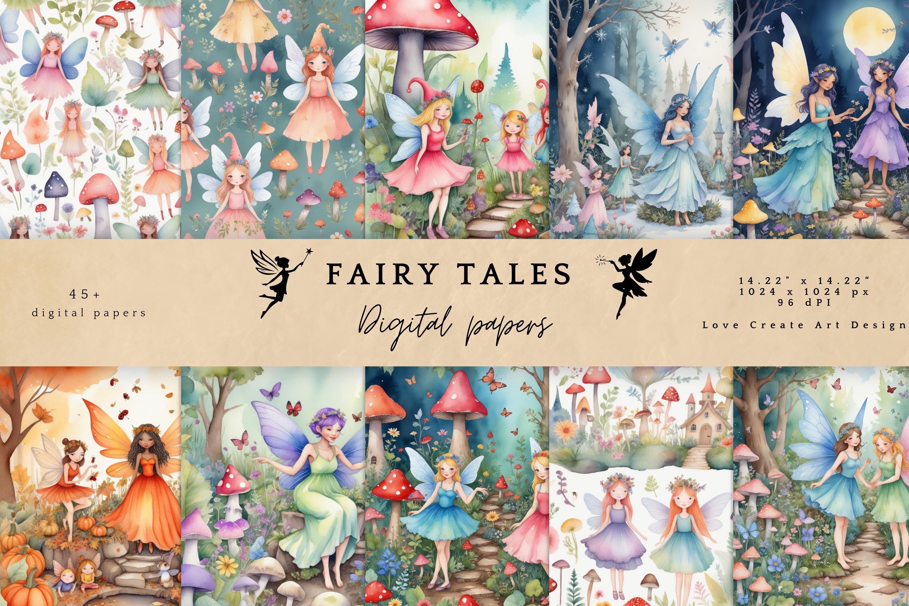 Fairy Print, 45+ Digital Download Fairies Clipart, Fairy Garden Clip Art Enchanted Forest Digital Download