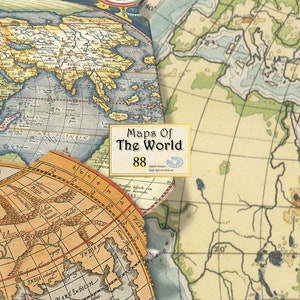 Vintage historische kaarten van de wereld print, hoge kwaliteit digitale download oude wereldkaart, wereldkaart poster, oude kaart schilderij print