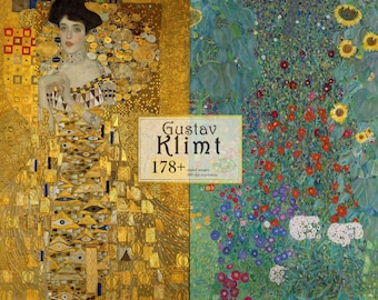 Gustav Klimt Print, Digital Download Gustav Klimt Poster, Landscape Painting Print, Botanical Print Nature Wall Art Set, Artist Print Set