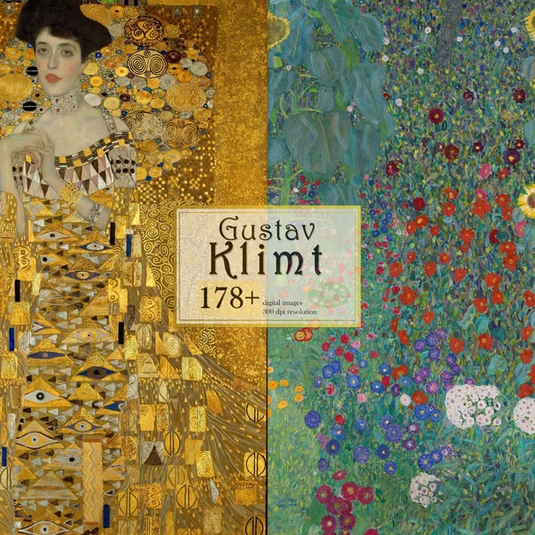 Impresión de Gustav Klimt, Descarga digital Cartel de Gustav Klimt, Impresión de pintura de paisaje, Conjunto de arte de pared de la naturaleza, Conjunto de impresión de artista