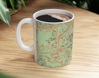 Vintage mok met kaart van Central Park | Keramische koffiekop uit NYC 1870