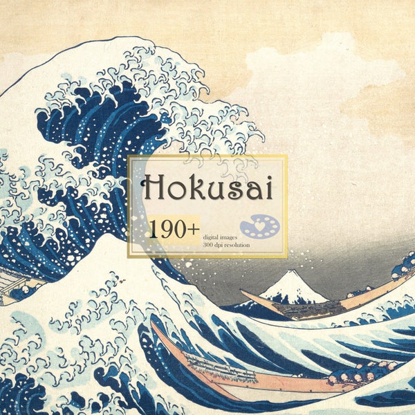 Hokusai Prints Digital Download Hokusai Poster Fine Art Painting Print Absract Modern Fine Wall Art Set Hokusai Artist Print Set