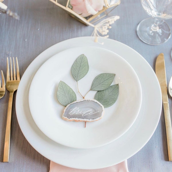 Pointed pen agate place card(neutral)