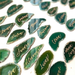 Green agate place card