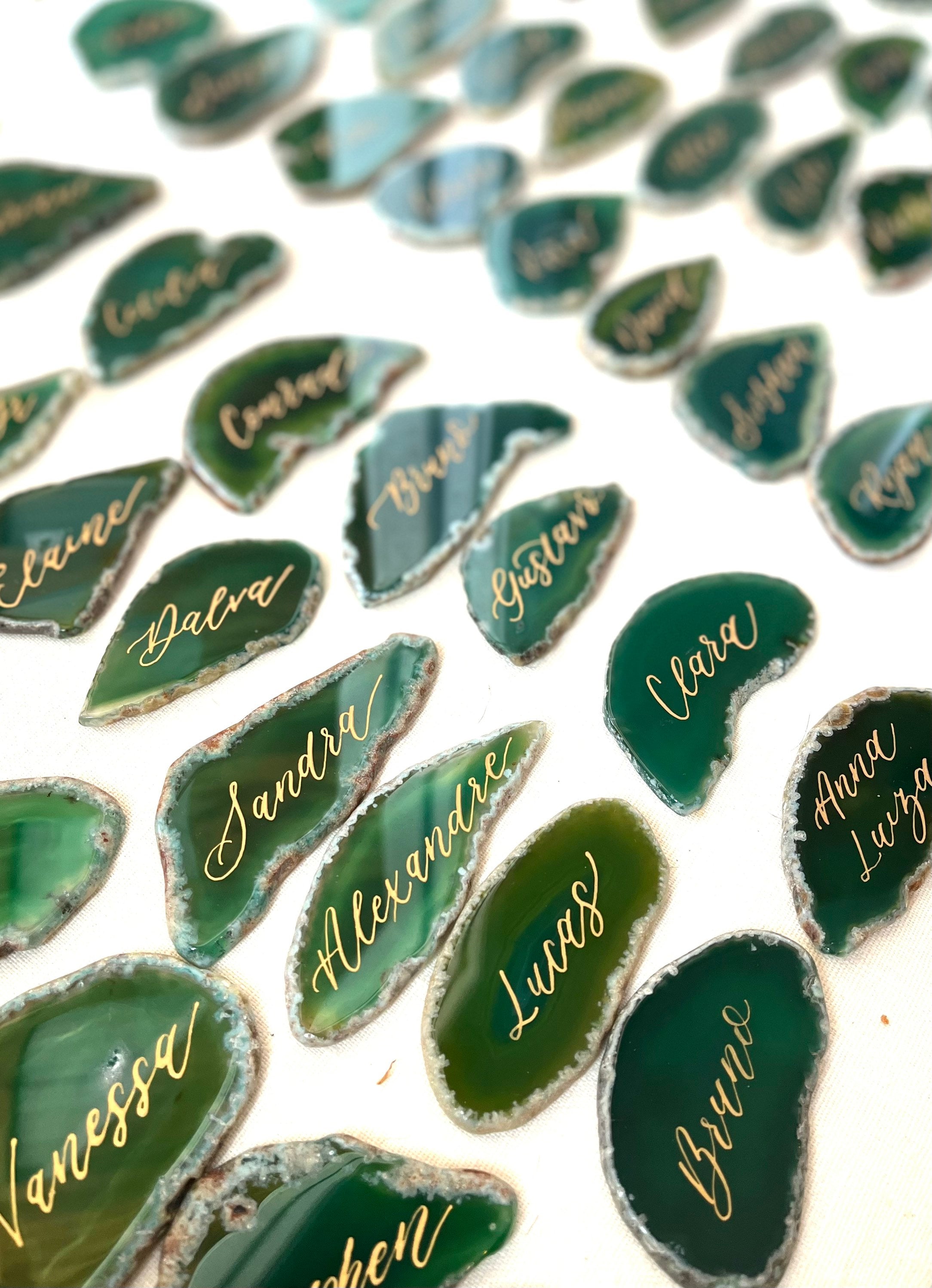 Green agate place card